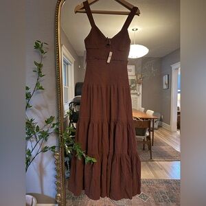 Anthropologie Tiered Maxi Dress | Wine |NWT | XS